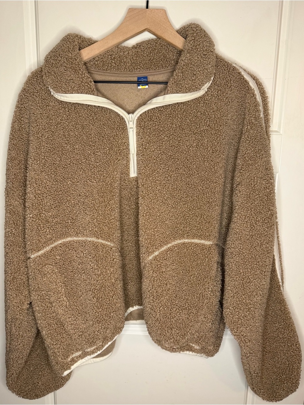 Old Navy Sherpa Half-Zip Pullover Sweater - Tan